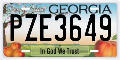 GA license plate PZE3649