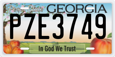 GA license plate PZE3749