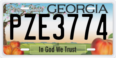 GA license plate PZE3774