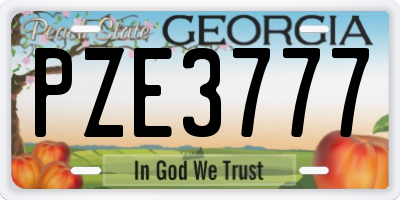 GA license plate PZE3777
