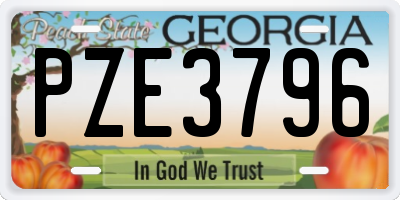 GA license plate PZE3796