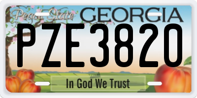 GA license plate PZE3820