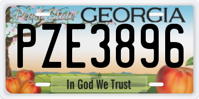 GA license plate PZE3896