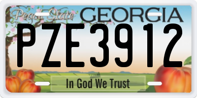 GA license plate PZE3912
