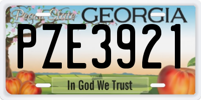 GA license plate PZE3921