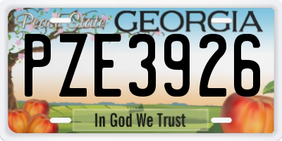 GA license plate PZE3926