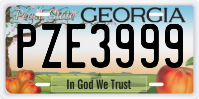 GA license plate PZE3999