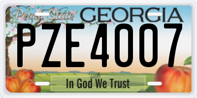 GA license plate PZE4007