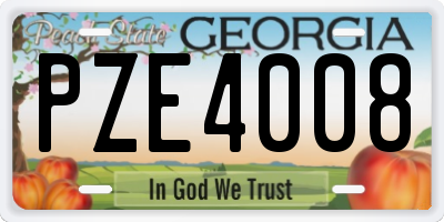 GA license plate PZE4008