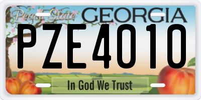 GA license plate PZE4010