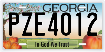GA license plate PZE4012