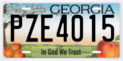 GA license plate PZE4015