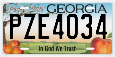 GA license plate PZE4034