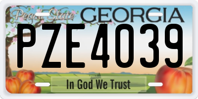 GA license plate PZE4039