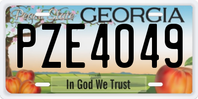 GA license plate PZE4049