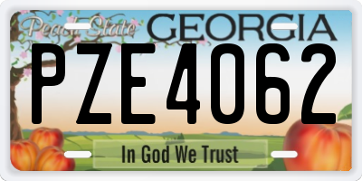 GA license plate PZE4062