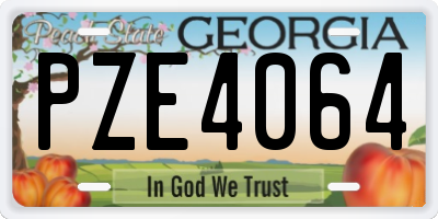GA license plate PZE4064