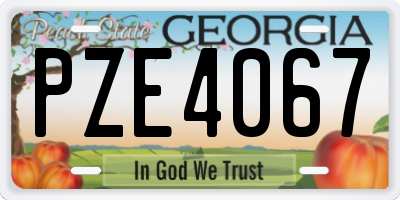 GA license plate PZE4067