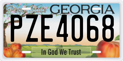 GA license plate PZE4068