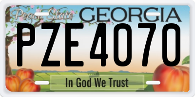 GA license plate PZE4070