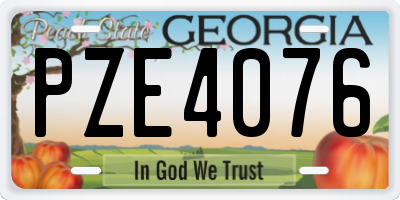 GA license plate PZE4076