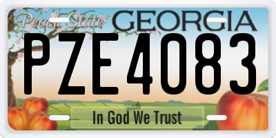 GA license plate PZE4083