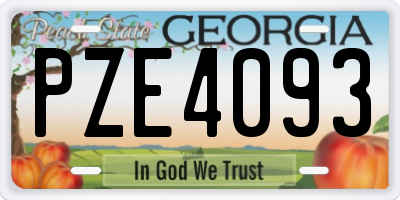 GA license plate PZE4093