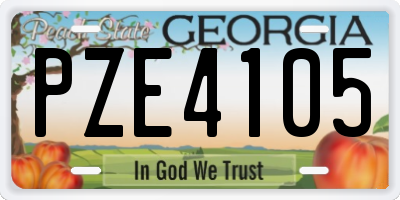 GA license plate PZE4105