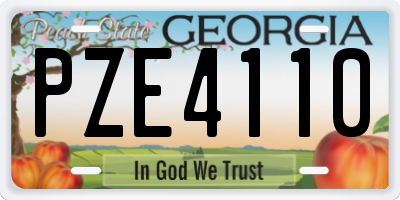 GA license plate PZE4110