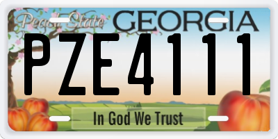 GA license plate PZE4111