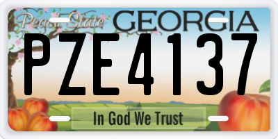 GA license plate PZE4137