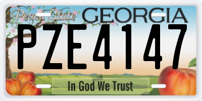 GA license plate PZE4147