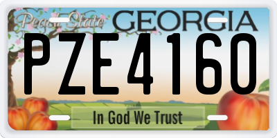 GA license plate PZE4160
