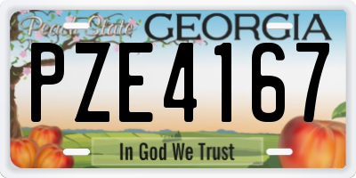GA license plate PZE4167