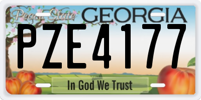 GA license plate PZE4177