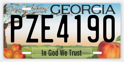 GA license plate PZE4190