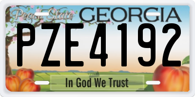 GA license plate PZE4192