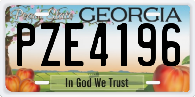 GA license plate PZE4196