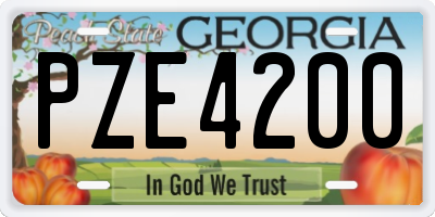 GA license plate PZE4200