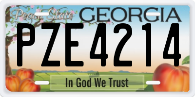 GA license plate PZE4214