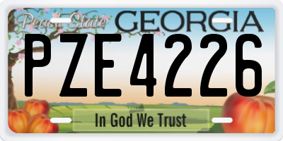 GA license plate PZE4226