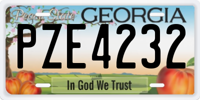 GA license plate PZE4232