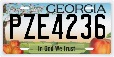GA license plate PZE4236
