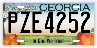 GA license plate PZE4252