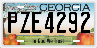 GA license plate PZE4292