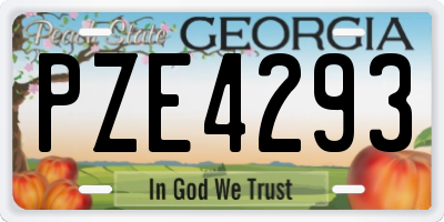 GA license plate PZE4293
