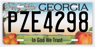 GA license plate PZE4298