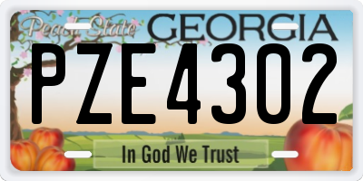 GA license plate PZE4302