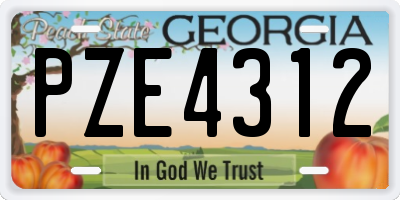 GA license plate PZE4312