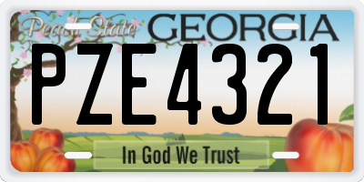 GA license plate PZE4321